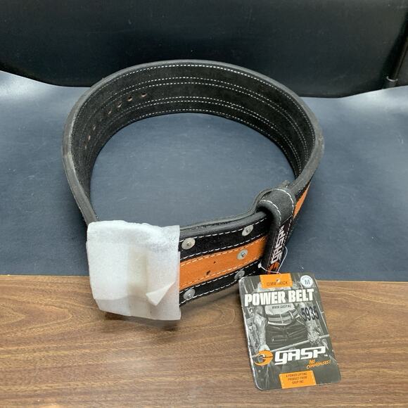 GASP 13mm Suede Leather Power Lifting Belt Black & Orange 30”-37” (Medium) NWT - Picture 1 of 8